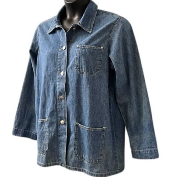 Vintage Maurices Lightweight Blue Denim 100% Cotton Chore Jacket Size Large - Picture 5 of 9